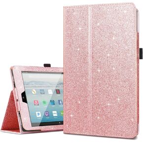 Case for All-New Amazon Fire HD 10 Tablet (7th / 9th Generation, 2017 / 2019 Release), Fingic Luxury Sparkly Folding Stand Cover with Stylus Holder Auto Wake/Sleep Smart Case for Fire HD 10.1 , Purple