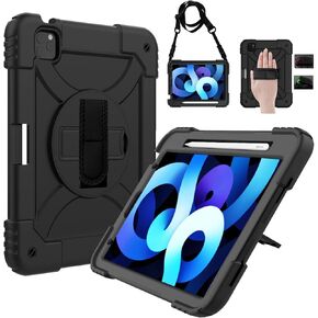 LTROP Case for iPad Air 5th/4th Generation 10.9 Inch(2022/2020),iPad Air 5/4 Case, iPad Pro 11 Case 2021/2020/2018,Pencil Holder/Swivel Stand/Shoulder Hand Strap Case for iPad 10.9 & Pro 11, Aqua Teal