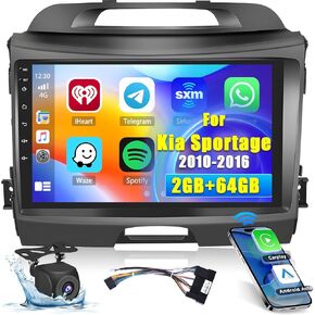 for Kia Sportage 2010-2016 Radio, 8 Core 4+64GB Android 13 Car Stereo with Wireless Apple Carplay Android Auto 9 Inch IPS Touchscreen Car Radio 59UI GPS Navigation WiFi 32EQ DSP Backup Camrea