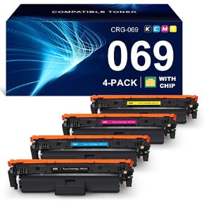 069 Toner Cartridge 4 Pack (with Chip) Compatible Replacement for Canon 069 069 H Works for Canon Color ImageCLASS MF753Cdw MF751Cdw LBP674Cdw LBP674C MF750C Series Printer