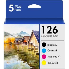 126 Ink Cartridges Remanufactured Replacement for Epson 126 Ink Cartridges 126 T126 to use with Workforce 435 520 545 635 645 WF-3520 WF-3530 WF-3540 WF-7010 WF-7510 Stylus NX430 Printer (5 Pack)