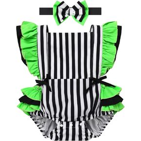 Baby Girls 1st Birthday Outfit Cow/Strawberry Print Romper Dress and Headband Cake Smash Clothes