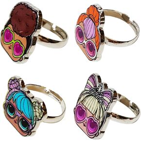 Lilo & Stitch Jewelry: 4-Piece Adjustable Rings for Girls (Angel, Lilo & Stitch Rings with metal charm) Dress Up For Girls Perfect Stitch Gifts For 6 Year Old Girl Kids Ring Disney Accessories Ages4+