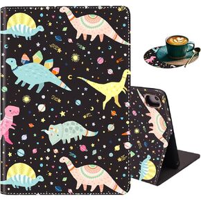 for iPad 9.7 2018/2017 Case, iPad Air/Air 2 Case, Lightweight Shock-Proof Bracket Case with Wake Up/Sleep Auto for iPad 6th/5th Gen - Leopard Print (with Coasters)