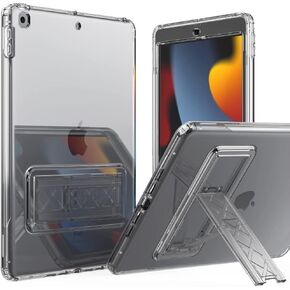 حافظة Puxicu شفافة لجهاز iPad 10.2 بوصة 7th / 8th / 9th Gen (2019/2020/2021)، غطاء مقاوم للصدمات مع واقي شاشة مدمج بمسند لجهاز iPad 9 8 7 Gen 10.2 بوصة- شفاف in Kuwait