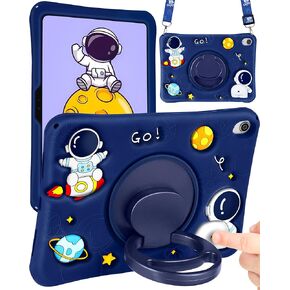 for iPad Air 11 Inch Case M2 2024 Girls Cute Cat Kawaii Cover Girly 3D Cartoon Women Kitten with Rotating Handle Stand & Strap Soft Silicone Funda for iPad Air M2 Case 11 Inch