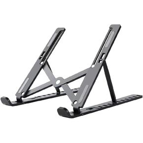 IM Adjustable Computer Stand Black, Double Triangle Design, Standard Size, Foldable, Portable, Compatible with All Laptops