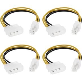 The Lord of the Tools 4PCS Desktop Computer Power Supply Converter Cable 4 Pin Mo-lex Male to ATX 4 Pin Male Auxiliary Power Adapter Cable 18cm/7.1 Inch