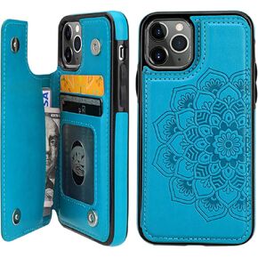 Vaburs iPhone 11 Pro Case Wallet with Card Holder, Embossed Mandala Pattern Flower Premium PU Leather Double Magnetic Buttons Flip Shockproof Protective Cover for iPhone 11 Pro 5.8 Inch(Purple)