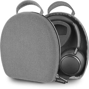 Geekria Shield Headphones Case Compatible with Soundcore Space Q45, Life Q20+, Life Q35, Life Q30, Life Q20i Case, Replacement Hard Shell Travel Carrying Bag with Cable Storage (Microfiber Grey)