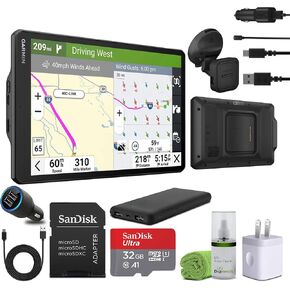 Garmin Dezl OTR1020 GPS Truck Navigator 10" Extra-Large Display Touchscreen, Commercial GPS Navigation for Semi-Truck Driver Bundle with 32GB SD Memory Card + LCD Cleaning Kit + More Accessories