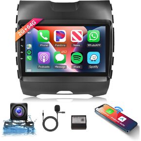 2G 64G Android Car Stereo for Ford Edge 2015-2020,Wireless Carplay Android Auto Car Radio 9’’ Touch Screen Head Unit with GPS WiFi Bluetooth Mirror Link FM RDS Backup Camera Mic