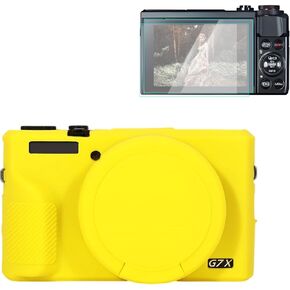 Rieibi Silicone Case for Canon G7X Mark III Case, G7X Mark III Accessories with Screen Protector, Screen Protective Film for Canon G7X Mark III Cover