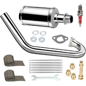 FVRITO Colorful Exhaust Pipe with Muffler for Predator 212cc 196cc CT200u Coleman BT200X CT200U-EX KT196 Mini Bike Go Kart GX160 6.5HP Clone Engine Baja Warrior MB200 TrailMaster Performance Parts