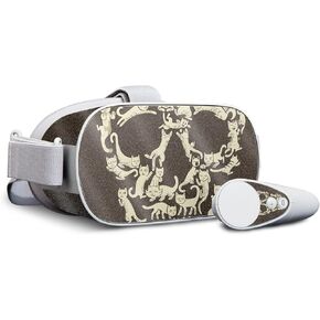 MightySkins Glossy Glitter Skin for Oculus Go - Cat Skull | Protective, Durable High-Gloss Glitter Finish | Easy to Apply, Remove, and Change Styles | Made in The USA