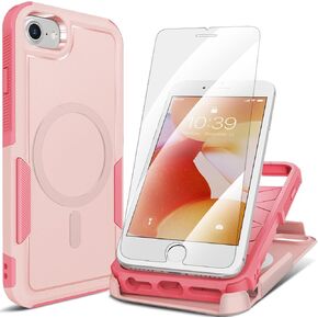 for iPhone SE Gen 3rd 2022/2nd 2020 Case, iPhone 8/7 Case, with 2X Tempered Glass Screen Protector, 360° Full Body Shockproof Heavy Dropproof,Hard PC & Soft TPU 2 in 1 Design, Azure Blue