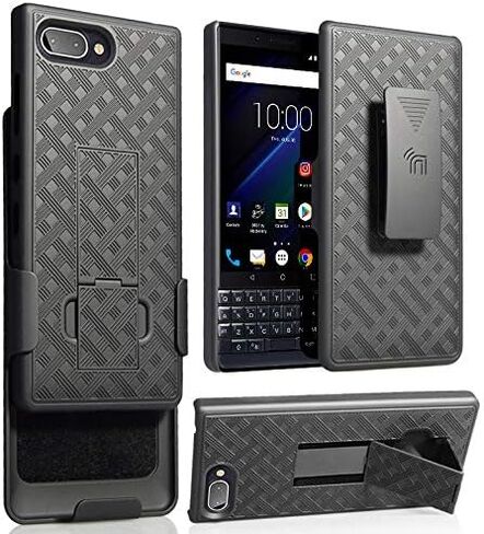 Case with Clip for BlackBerry Key2 LE, Nakedcellphone [Black Tread] Kickstand Cover with [Rotating/Ratchet] Belt Hip Holster Combo for BlackBerry Key2 LE Phone [[ONLY for LE MODEL]] in Saudi Arabia