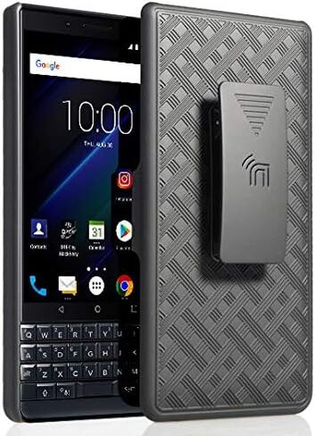 Case with Clip for BlackBerry Key2 LE, Nakedcellphone [Black Tread] Kickstand Cover with [Rotating/Ratchet] Belt Hip Holster Combo for BlackBerry Key2 LE Phone [[ONLY for LE MODEL]] in Saudi Arabia