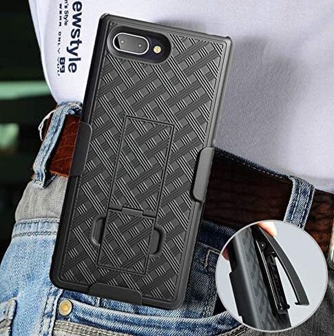 Case with Clip for BlackBerry Key2 LE, Nakedcellphone [Black Tread] Kickstand Cover with [Rotating/Ratchet] Belt Hip Holster Combo for BlackBerry Key2 LE Phone [[ONLY for LE MODEL]] in Saudi Arabia