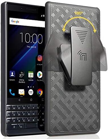 Case with Clip for BlackBerry Key2 LE, Nakedcellphone [Black Tread] Kickstand Cover with [Rotating/Ratchet] Belt Hip Holster Combo for BlackBerry Key2 LE Phone [[ONLY for LE MODEL]] in Saudi Arabia