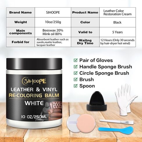 Dark Gray Leather-Recoloring-Balm Restoration - Leather Vinyl Color Restorer Leather Dye Cream for Car Seats Furniture Couch Chair Shoes Boots Purse Jacket Belt Gloves Saddle Fade Scratch Repair in Saudi Arabia