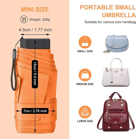 LEAGERA Compact Travel Umbrella with Case - Mini Umbrella for Purse- Small Lightweight & Tiny Design Perfect for Parasol Sun&Rain Umbrellas in Kuwait