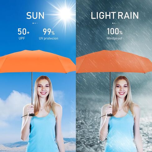LEAGERA Compact Travel Umbrella with Case - Mini Umbrella for Purse- Small Lightweight & Tiny Design Perfect for Parasol Sun&Rain Umbrellas in Kuwait