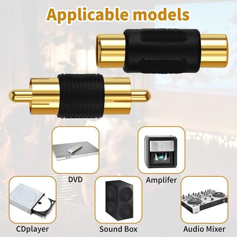 5 قطع RCA أنثى إلى أنثى مقرنة و5 قطع RCA ذكر إلى ذكر مقرنة مطلية بالذهب للفونو، مكبر الصوت، مكبر الصوت، تمديد كابل RCA، موصلات مقرنة RCA مطلية بالذهب تمديد كابل RCA، محول RCA in Saudi Arabia