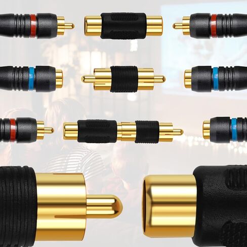 5 قطع RCA أنثى إلى أنثى مقرنة و5 قطع RCA ذكر إلى ذكر مقرنة مطلية بالذهب للفونو، مكبر الصوت، مكبر الصوت، تمديد كابل RCA، موصلات مقرنة RCA مطلية بالذهب تمديد كابل RCA، محول RCA in Saudi Arabia