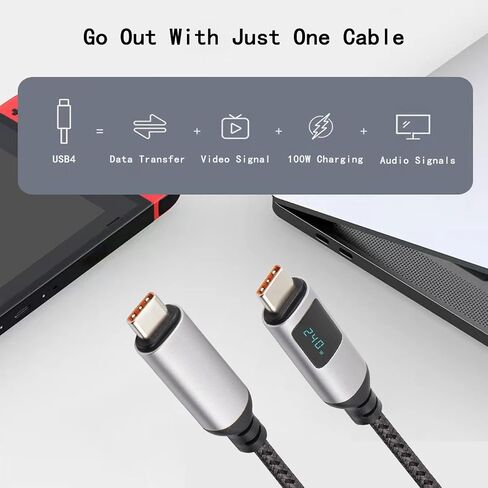 Thunderbolt 4 Cable 3.3ft,USB4 Cable Support 40 GBS Data Transfer,8K Display,240W Power Charging,Compatible with Type-C MacBook,iPad Pro,Hub,Docking,and More in Saudi Arabia