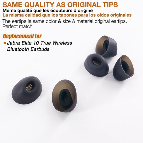 8X Eartips Replacement for Jabra Elite 10 True Wireless Bluetooth Earbuds Earpad * 4 Pairs - Matte Black in Kuwait