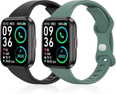 2 Pack Slim Watch Bands Compatible with ENOMIR ID208BT/Aeac ID208BT Smart Watch,Soft Sport Replacement Strap for Konitee/FACOI ID208BT/SKG V7 PRO Watch Women Men in Saudi Arabia