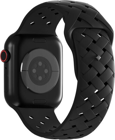 Breathable Silicone Braided Weave Band Compatible with Apple Watch Band 38mm 40mm 41mm 42mm 44mm 45mm 49mm, Soft Waterproof Sport Strap for iWatch Ultra/2 Series 9/8/SE/7/6/5/4/3/2/1 Women Men in Kuwait