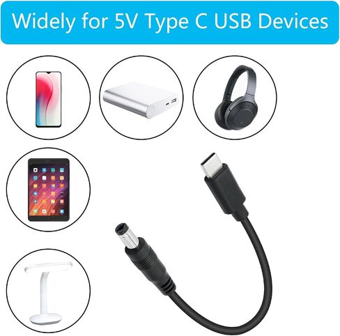 4 قطع قصيرة DC 5.5 مم × 2.1 مم إلى USB C سلك الطاقة 6 بوصة، DC 5521 ذكر إلى USB نوع C ذكر التوصيل 5 فولت 3A سلك تمديد كابل شحن الطاقة، للمروحة الصغيرة، مصباح السرير إلخ معدات USB من النوع C الأخرى in Saudi Arabia