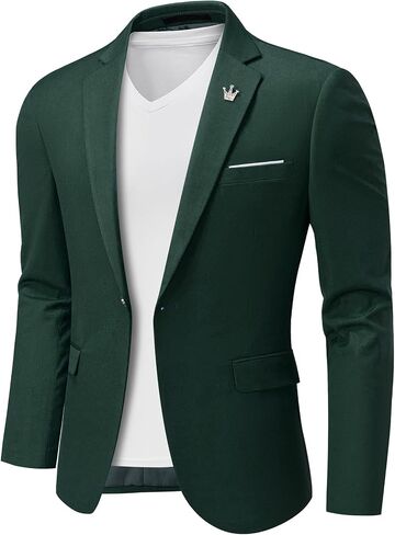 MrSure Men's Blazer Slim Fit One Button Suit Jacket, Casual Lightweight Sport Coats for Daily in Saudi Arabia