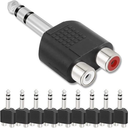 6.35mm 1/4" to RCA Splitter Adapter, 2RCA Jack to Stereo TRS Male Audio, 10PCS Phono to 1/4" Plug Headphone Connector for Guitar Mixer Speaker in Saudi Arabia