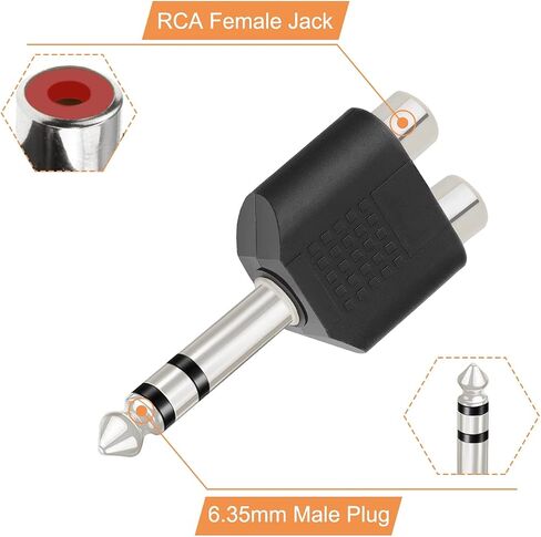 6.35mm 1/4" to RCA Splitter Adapter, 2RCA Jack to Stereo TRS Male Audio, 10PCS Phono to 1/4" Plug Headphone Connector for Guitar Mixer Speaker in Saudi Arabia