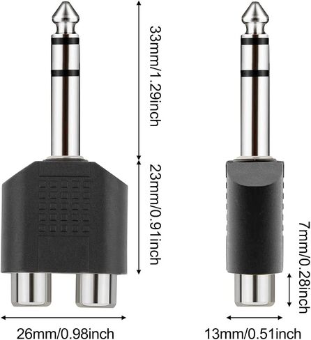 6.35mm 1/4" to RCA Splitter Adapter, 2RCA Jack to Stereo TRS Male Audio, 10PCS Phono to 1/4" Plug Headphone Connector for Guitar Mixer Speaker in Saudi Arabia
