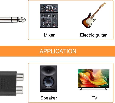 6.35mm 1/4" to RCA Splitter Adapter, 2RCA Jack to Stereo TRS Male Audio, 10PCS Phono to 1/4" Plug Headphone Connector for Guitar Mixer Speaker in Saudi Arabia