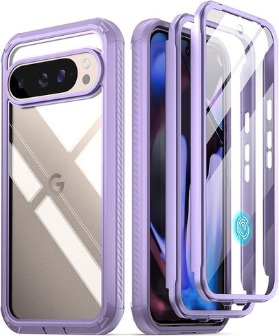 Poetic Guardian Case for Google Pixel 9 Pro XL 5G, Built-in Screen Protector [Work with Fingerprint ID], [2 Front Frame] [Wireless Charge] Full Body Shockproof Rugged Clear Cover Case, Black/Clear in Saudi Arabia