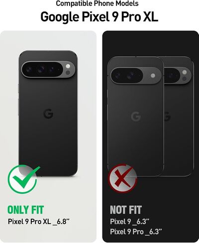 Poetic Guardian Case for Google Pixel 9 Pro XL 5G, Built-in Screen Protector [Work with Fingerprint ID], [2 Front Frame] [Wireless Charge] Full Body Shockproof Rugged Clear Cover Case, Black/Clear in Saudi Arabia