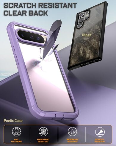 Poetic Guardian Case for Google Pixel 9 Pro XL 5G, Built-in Screen Protector [Work with Fingerprint ID], [2 Front Frame] [Wireless Charge] Full Body Shockproof Rugged Clear Cover Case, Black/Clear in Saudi Arabia