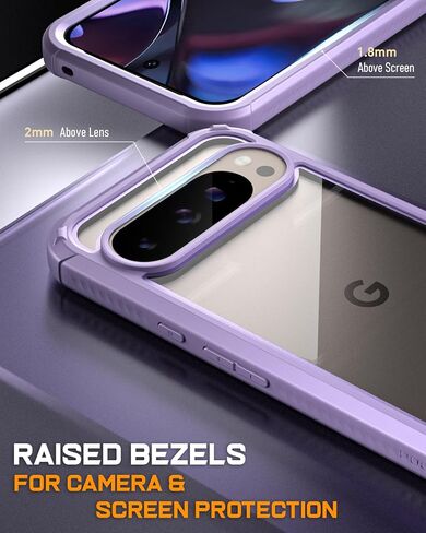 Poetic Guardian Case for Google Pixel 9 Pro XL 5G, Built-in Screen Protector [Work with Fingerprint ID], [2 Front Frame] [Wireless Charge] Full Body Shockproof Rugged Clear Cover Case, Black/Clear in Saudi Arabia