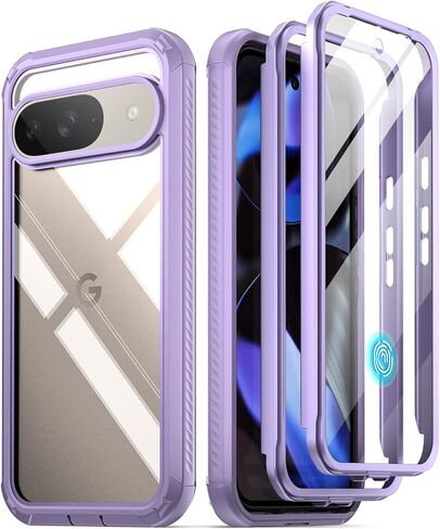 Poetic Guardian Case for Google Pixel 9 Pro XL 5G, Built-in Screen Protector [Work with Fingerprint ID], [2 Front Frame] [Wireless Charge] Full Body Shockproof Rugged Clear Cover Case, Black/Clear in Saudi Arabia