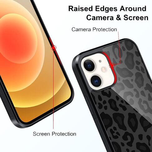 TEAUGHT Compatible with iPhone 12 Case, iPhone 12 Pro Case Cute Pattern Black Leopard Print Cheetah + Screen Protector Tire Cover, Cheetah Pattern Phone Case Anti-Skid for Girls Women in Saudi Arabia