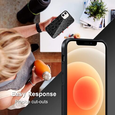 TEAUGHT Compatible with iPhone 12 Case, iPhone 12 Pro Case Cute Pattern Black Leopard Print Cheetah + Screen Protector Tire Cover, Cheetah Pattern Phone Case Anti-Skid for Girls Women in Saudi Arabia