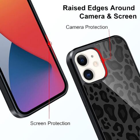 TEAUGHT Compatible with iPhone 12 Case, iPhone 12 Pro Case Cute Pattern Black Leopard Print Cheetah + Screen Protector Tire Cover, Cheetah Pattern Phone Case Anti-Skid for Girls Women in Saudi Arabia