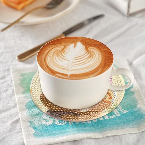 Diamond Coasters Art Painting Kit, 8pcs Diamond Cute Cat Art Coasters with Holder DIY Diamond Crafts Art Supplies for Adults Kids Beginners Beach House Decor (New Cat Style) in Saudi Arabia
