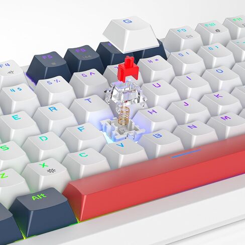 Owpkeenthy 75 Percent Gaming Keyboard Gasket Mounted with Knob, 82 Key Wired Mechanical Keyboard Hot Swappable Linear Red Switch RGB Backlit for PC Laptop (Blue Samurai) in Kuwait