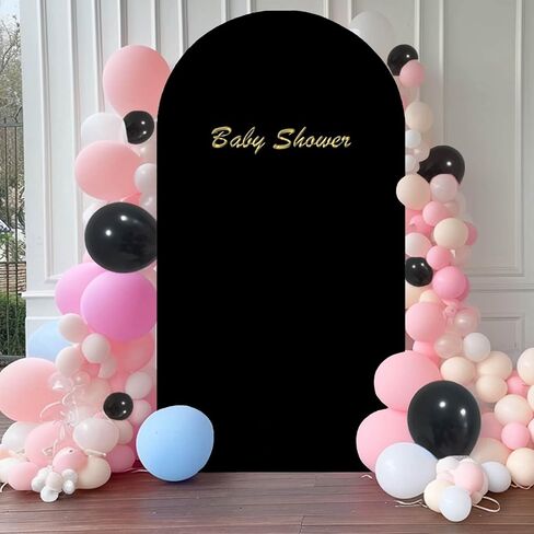 7.2 FT Arch Backdrop Cover, Spandex Wedding Black Arch Cover Stretchy Backdrop for Chiara Stand Baby Shower Birthday Balloon Decor 7.2FT Black in Saudi Arabia